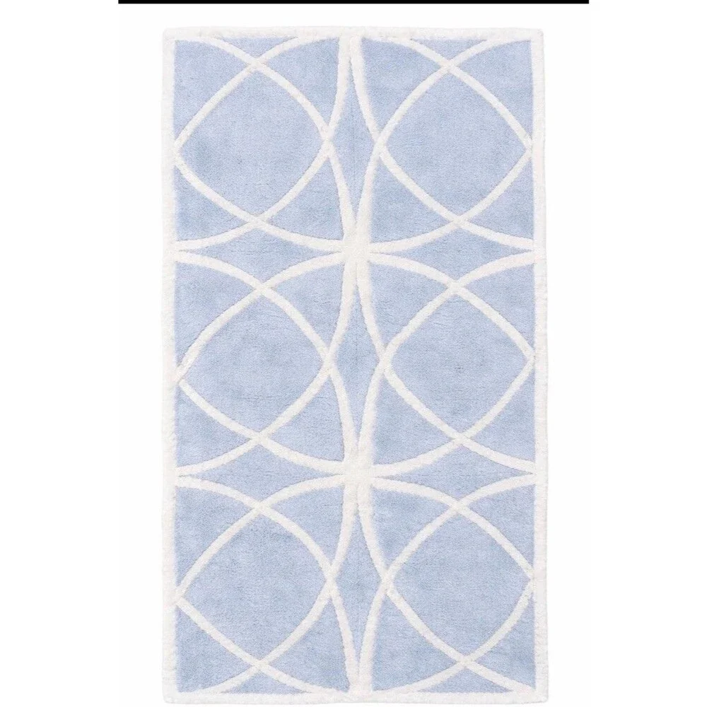 Abyss & Habidecor Bloomingdale’s Collector Bath Rug NWT Blue White Luxury Bistro